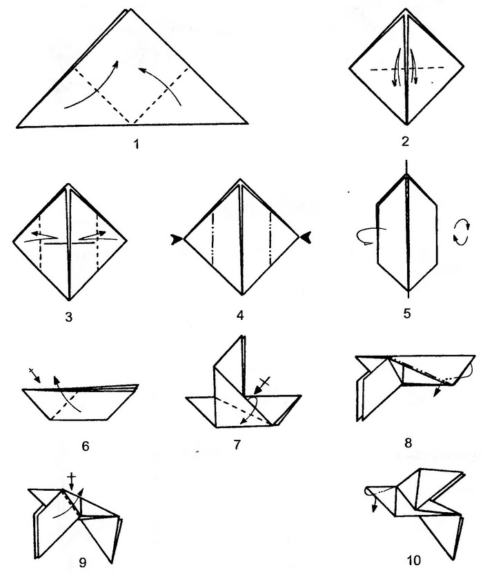 Схема голубь мира из бумаги